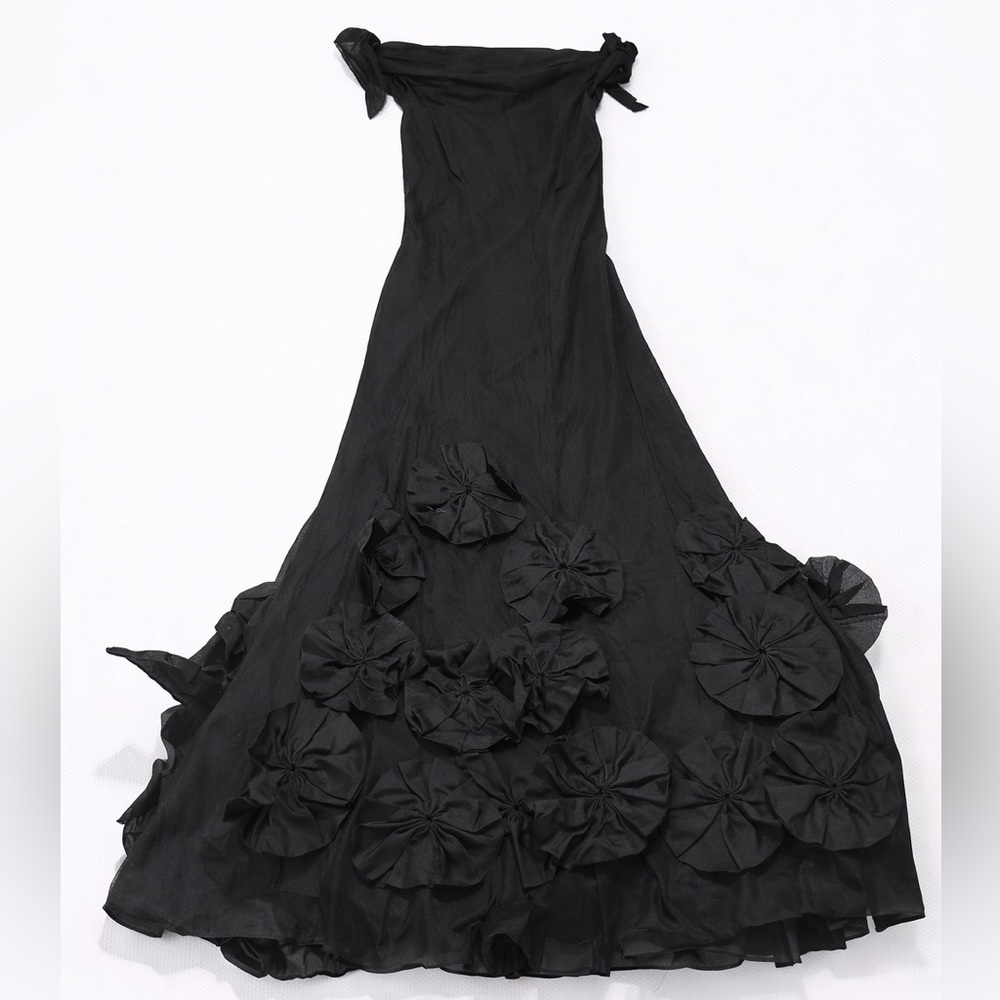 Sherrie Bloom Black Floral Prom Dress
